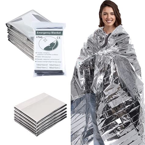 Sensch Emergency Blankets Mylar Thermal Space Blanket For Survival Gear Camping Shelter