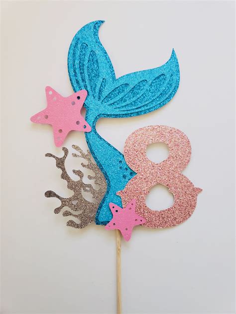 Mermaid Tail Cake Topper Mermaid Fin Cake Topper Under The Sea Cake