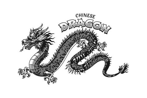 Chinese Dragon Tattoo Design. Monochrome Graphic by pch.vector ...