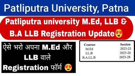 Patliputra University M Ed Llb Registration Update Ppu M Ed