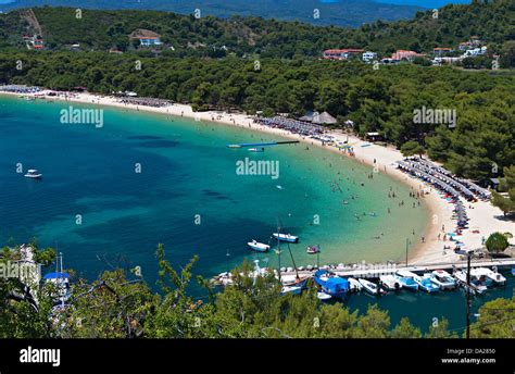 Koukounaries Strand Auf Skiathos Insel In Griechenland Stockfotografie