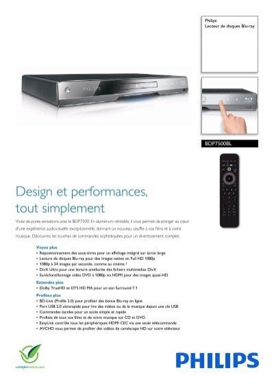 Philips Lecteur De Disques Blu Ray Fiche Produit FRA