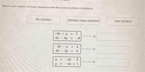 Solved Match Each System Of Linear Equations With The Correct Number