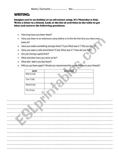 Writing Exam Esl Worksheet By Srgl15090