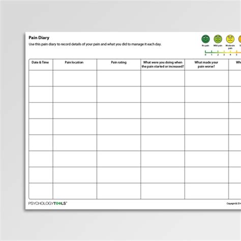 Pain Diary Worksheet Pdf Psychology Tools