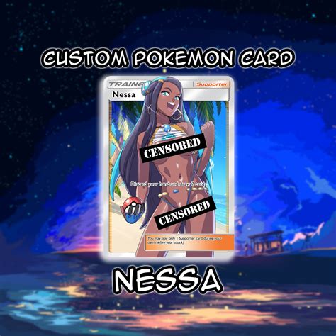 Pokémon Nessa Full Art Card Custom Orica Lewd Holographic Etsy