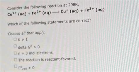 Solved Consider the following reaction at 298 K. | Chegg.com