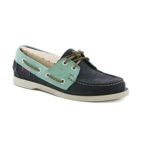 Chaussure Bateau Sebago Dockside Dame En Daim Bleu Marine Bleu Marine