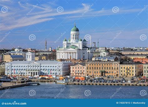 Helsinki Cathedral and Market Square in South Harbor of Helsinki ...