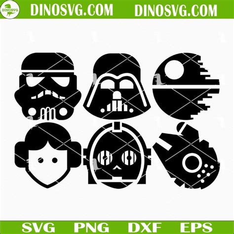 Star Wars Characters Face SVG Bundle, Death Star SVG, Stormtrooper SVG ...