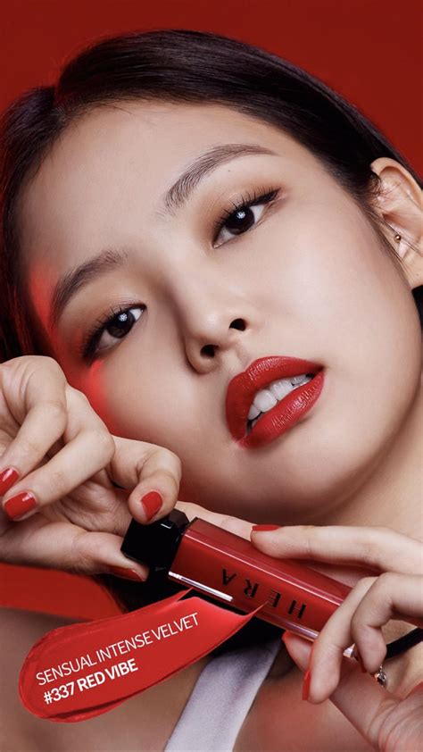 Jennie Kim Hera Red Vibe Lipstick Ad Black Pink Blackpink Jennie