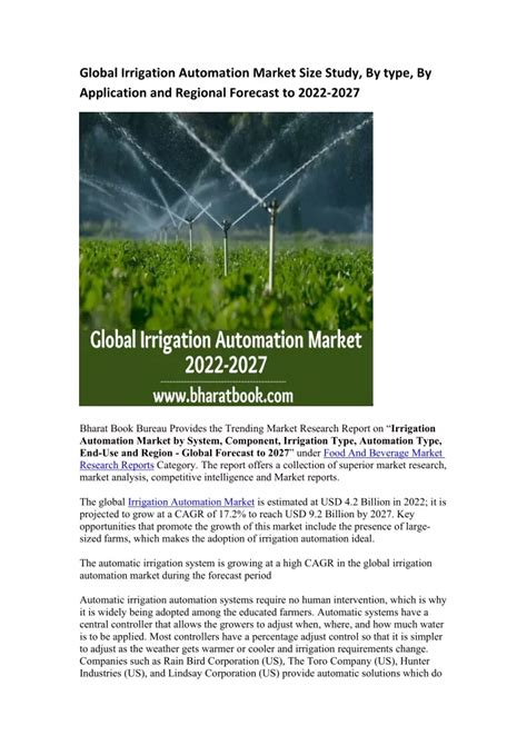 PPT Global Irrigation Automation Market Research Report 2022 2027