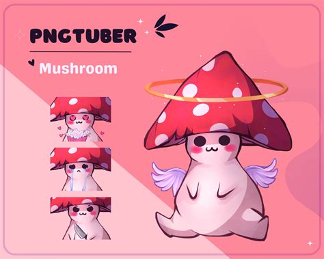 Animated Mushroom Pngtuber Model For Twitch Or Youtube Vtuber Premade