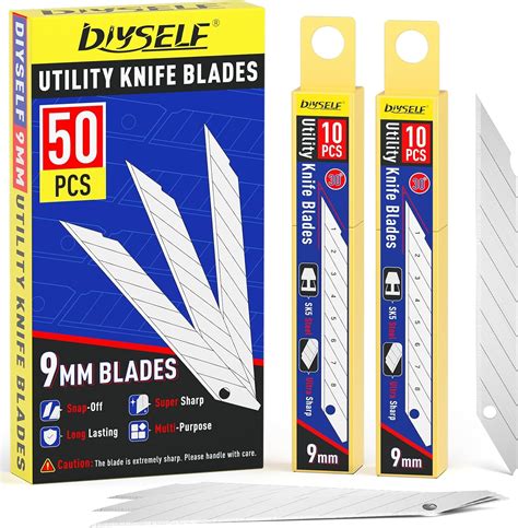 Diyself Utility Knife Blades 50 Pack Box Cutter Blades Box Cutter