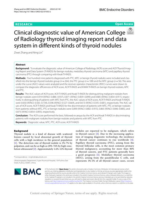 Pdf Clinical Diagnostic Value Of American College Of Radiology