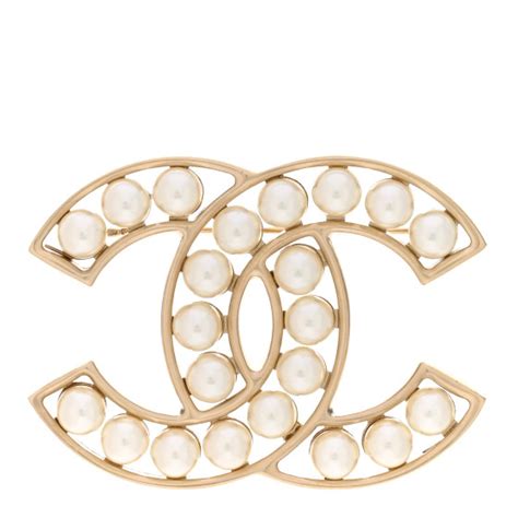 Chanel Pearl Cc Brooch Light Gold Fashionphile