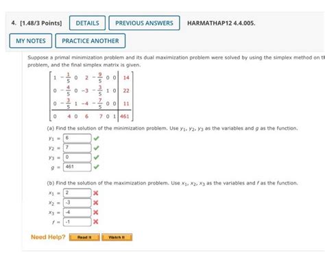 Solved 4 1 48 3 Points DETAILS PREVIOUS ANSWERS HARMATHAP Chegg