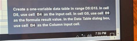 Create A One Variable Data Table In Range D G In Chegg