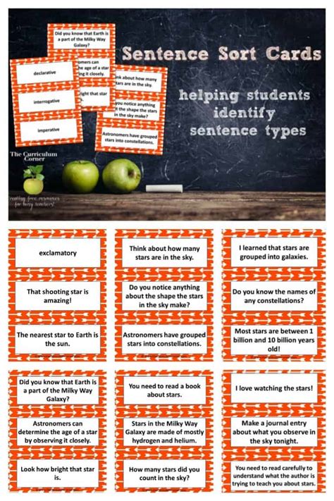 Sentence Sort Cards The Curriculum Corner 4 5 6