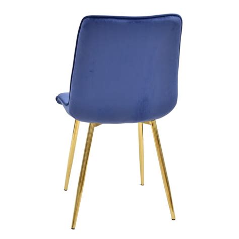 Silla Gilda Metal Dorado Tejido Velvet Azul