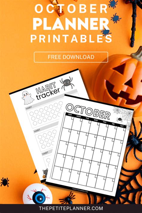 Printable October Planner Pages (Calendar, Habit Tracker)