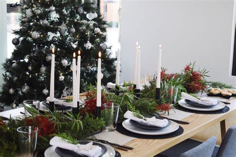 Black And White Christmas Table Styling With Native Australian Twist Style Curator