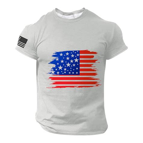 Sopiago Mens 1776 Independence Day American Flag Prin Short Sleeve