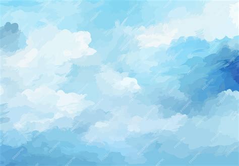 Un Cuadro De Nubes Con Fondo Azul Vector Premium