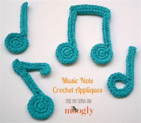 Music Note Crochet Appliques Moogly