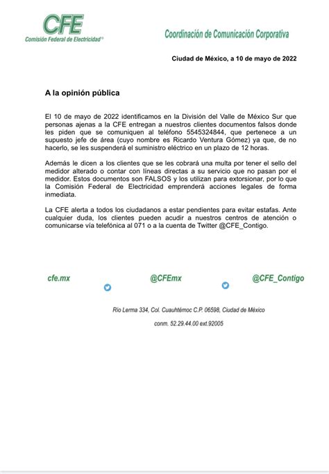 Cfemx On Twitter Cfeinforma La Cfe Alerta A Todos Los Ciudadanos A