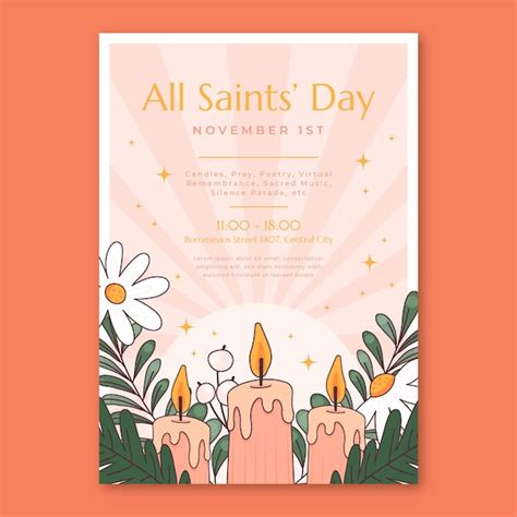 Free Vector | Hand drawn all saints' day vertical poster template