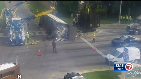 Overturned Tractor Trailer Causes Traffic Delays In Hollywood Wsvn