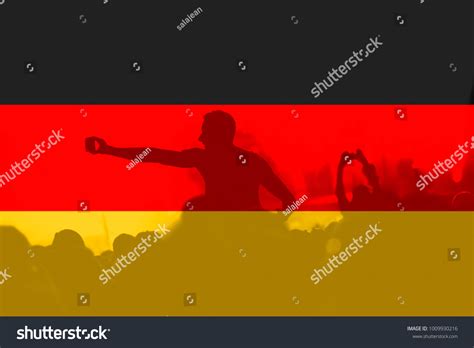 Crowd Football Soccer Fans Raised Arms Stock Photo 1009930216