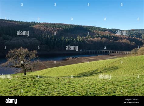 Site of Derwent village at Ladybower reservoir, Peak District national park, Derbyshire, England ...