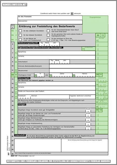 Erklarung Zur Feststellung Des Grundsteuerwerts Formular Hamburg