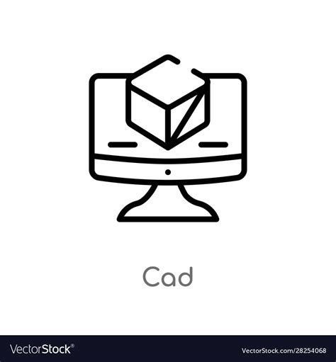 Outline Cad Icon Isolated Black Simple Line Vector Image