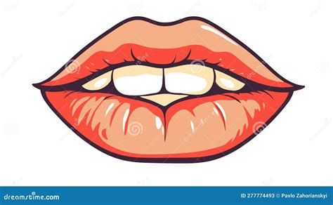 Red Female Lips Isolated On A White Background Vector Illustration