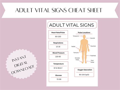 Vital Signs Cheat Sheet Adult Vital Signs New Grad Nurse Cheat Sheet Nursing Vital Signs