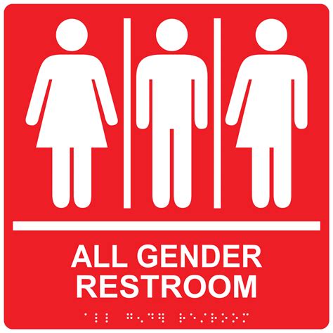 ADA All Gender Restroom Sign RRE-25413-99_WHTonRed Gender Neutral