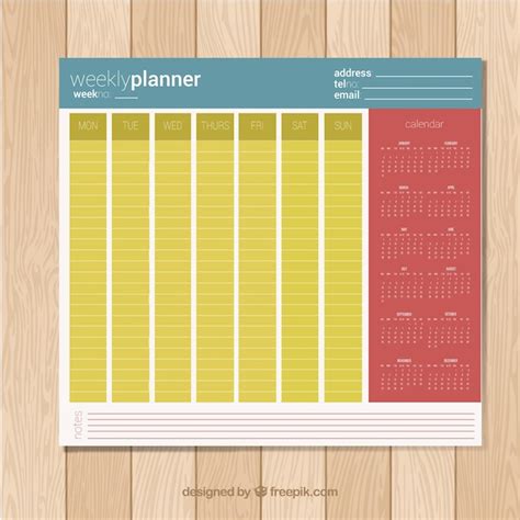 Plantilla Colorida De Horario Semanal Con Diseño Plano Vector Gratis