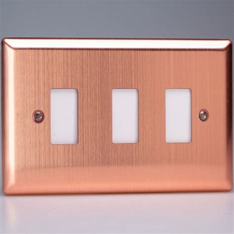 Varilight Powergrid Urban Brushed Copper 3 Gang Faceplate Ukes