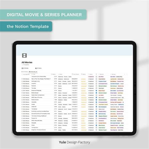 Notion Template Movie Planner Notion Dashboard Digital Tv Etsy