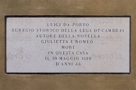 Vicenza Plaque Dedicated To Luigi Da Porto Ghigo Roli Photo12