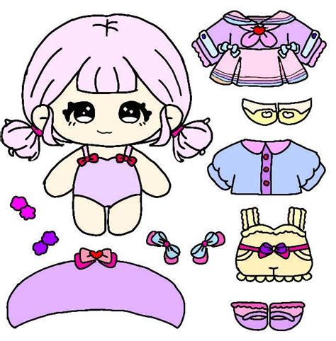 Paper Doll Chibi Doll Pastel Paper Mariah Paper Dolls Chibi Duck Kawaii Charms Clothing