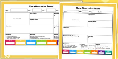 Eyfs Photo Observation Sheet Teacher Made