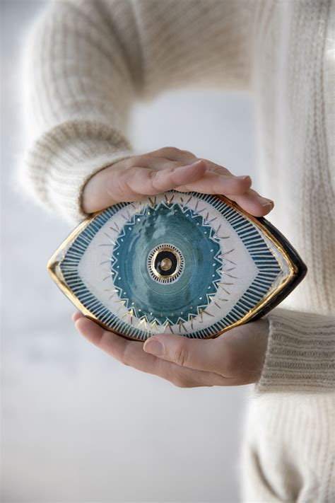 Handmade Gold Decorated Ceramic Evil Eye The Eye Wall Hanging LARGE