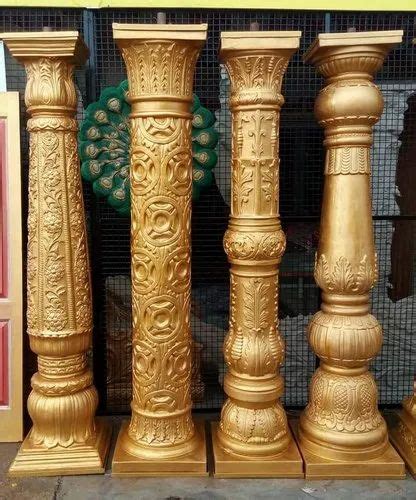 Round Golden Fiber Pillar For Ganpati Festival Decoration At Rs In