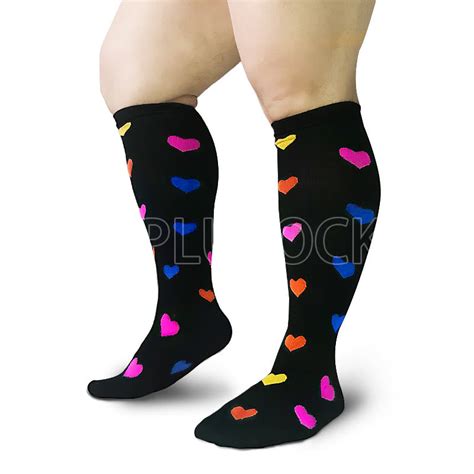 2xl 7xl Heart Pattern Plus Size Compression Socks 3 Pairs Plusock