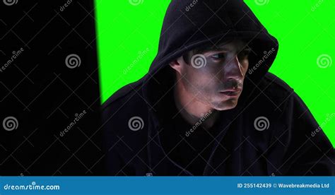 Hacker Using Computer with Green Screen Stock Video - Video of green ...