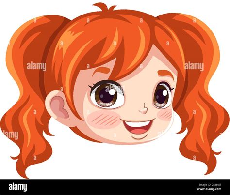 Cute Girl Ginger Hair Head Illustration Stock Vector Image And Art Alamy